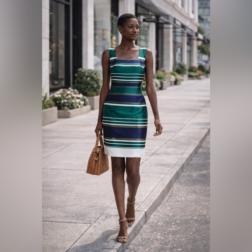 Lafayette 148 New York Multicolor Striped Sleeveless Mini Dress Size 8 NWT